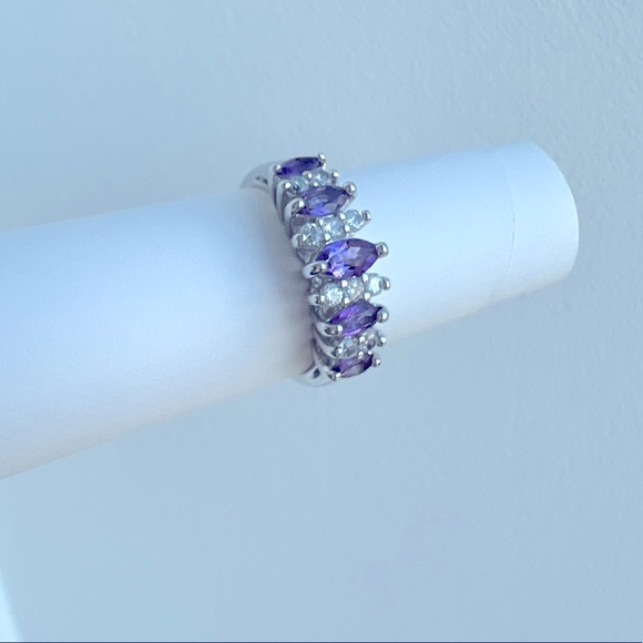 💜 Amethyst and cubic zirconia sterling silver (925) ring - Picture 6 of 11